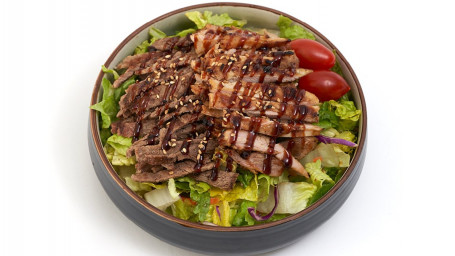 Hähnchen-Rindfleisch-Teriyaki-Salat