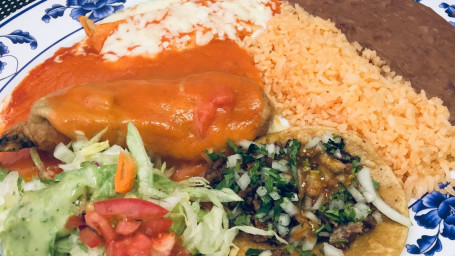 1. A Delicious Chicken Enchilada, A Chile Relleno And One Carne Asada Taco