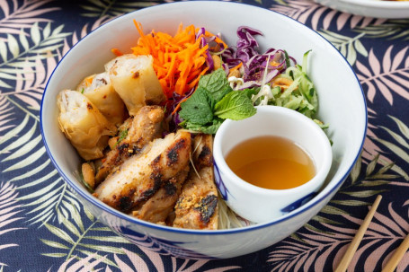 Vietnamese Vermicelli Tofu And Eggplant Add 2 X Spring Rolls