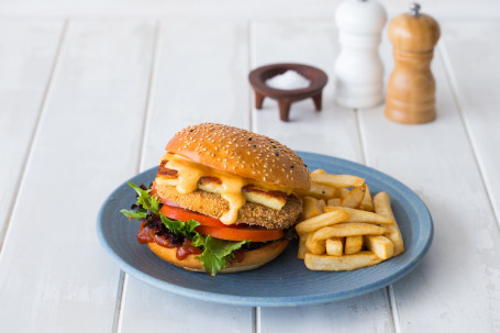 Halloumi-Kichererbsen-Veggie-Burger (5540 Kj)