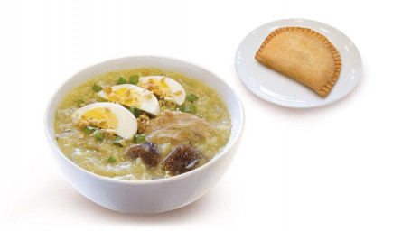 Arroz Caldo With Chicken Empanada