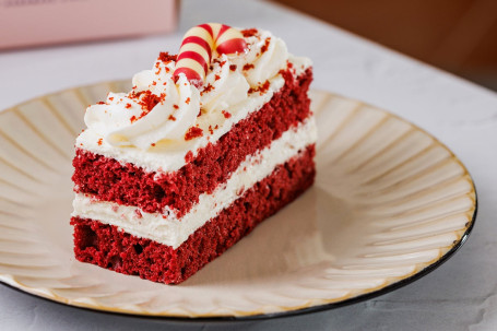 Festive Red Velvet Candy Cane Slice