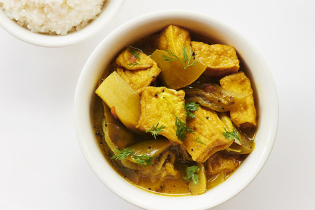 Sauteed Aubergine Tofu, Mushroom With Rice (V) (Cơm Cà Tím Om)