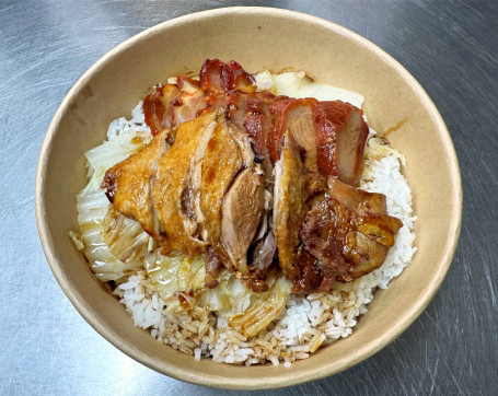 (M13) Roast Pork And Duck (Charsiu) With Boiled Rice Shuāng Shāo Fàn