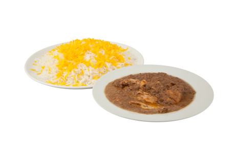 Khoresht Fesenjan With Rice خورشت فسنجان (Veg Optional Available)