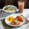 E. yuè shì cuì yú liǔ tāng jīn biān fěn pèi niú jiǎo bāo、 jīn bù huàn chǎo dàn E. Rice Noodle with Vietnamese Fish Fillet in Soup