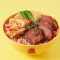 Niú Lì‧niàng Dòu Fǔ Pèi Hú Jiāo Xiān Fān Jiā Tāng Mǐ Xiàn Mit Ochsenzunge Gefüllter Tofu-Mixian In Tomaten-Paprika-Suppe