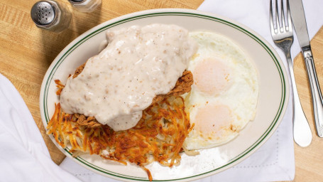 Chicken Fried Steak With 2 Eggs