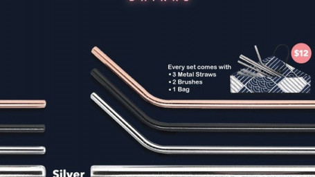 Reusable Metal Straw Set