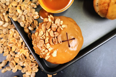 Vegan Peanut Butter Caramel Banana Doughnut