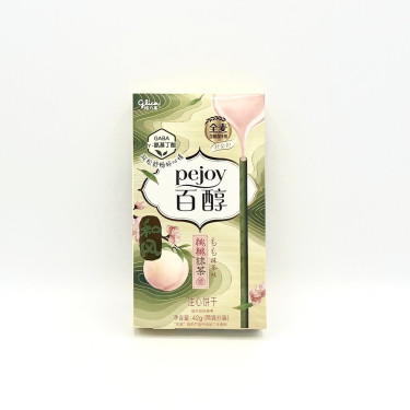 Gé Lì Gāo Táo Táo Mǒ Chá Wèi Jiā Xīn Bǐng Gàn Glico Pejoy Biscuits (Peach Matcha Flavor) 42G