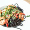 Black Linguini With Shrimp, Squid And Mussels