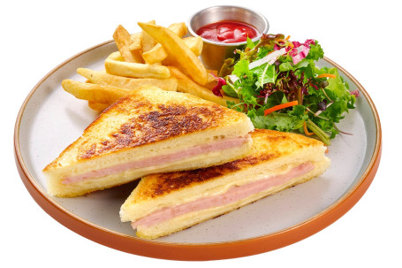 Grilled Ham Cheese Sanwich With Fries