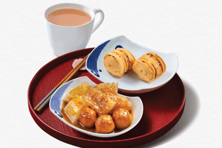 Kā Lí Sān Bǎo ‧ Chá Fēi· Pèi Shí Pǐn Curry Snack Trio W Tea Or Coffee· W Food