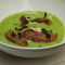 Cream Of Fresh Pea Soup, Perfect Egg And Pork Belly Crisps