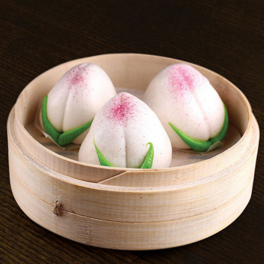 Lián Róng Shòu Táo (3Jiàn Steamed Birthday Bun With Lotus Seed Paste (3Pcs