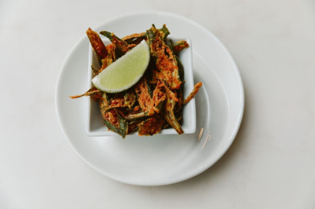 Crispy Okra Fries Dusted With Chaat Masala Served With Lemon Wedge (Crispy Okra Fries)