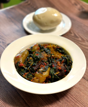 Pounded Yam Meal With Efo Riro Soup