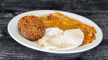 Fried Salmon Croquettes (2) And Eggs