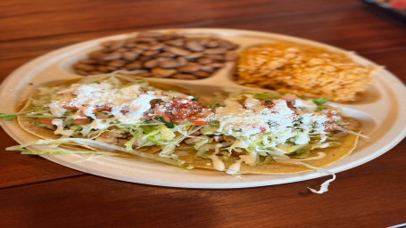 Crispy Or Soft Taco (2) Plate Meat With Rice Beans