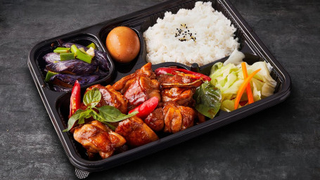 B7Sān Bēi Jī Fàn Basil Teriyaki Chicken Rice Plate