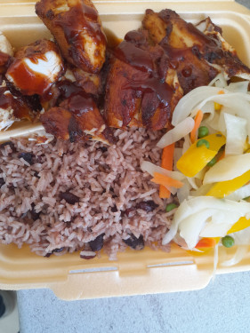 Jerk Chicken Rice And Peas, With Stream Vegetables
