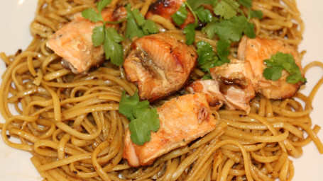 M04. Crispy Salmon Garlic Noodles