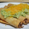 Five Rolled Tacos With Guacamole And Cheese